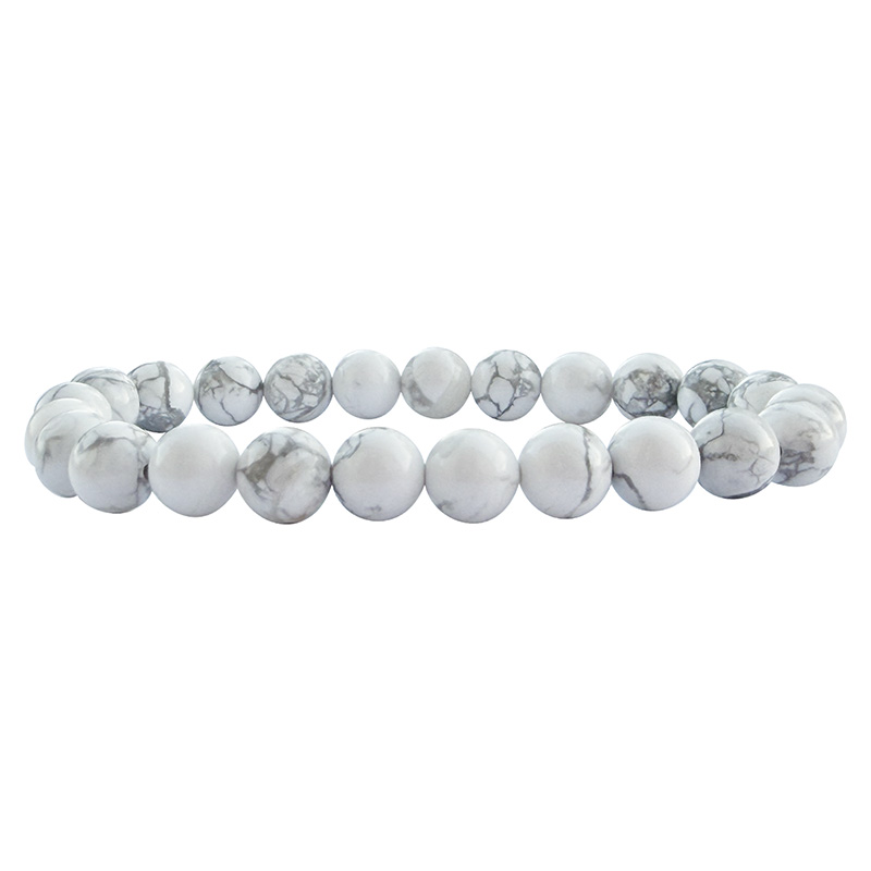Bracelet Howlite 8 mm - 20 cm ou 22,4 cm - La pièce