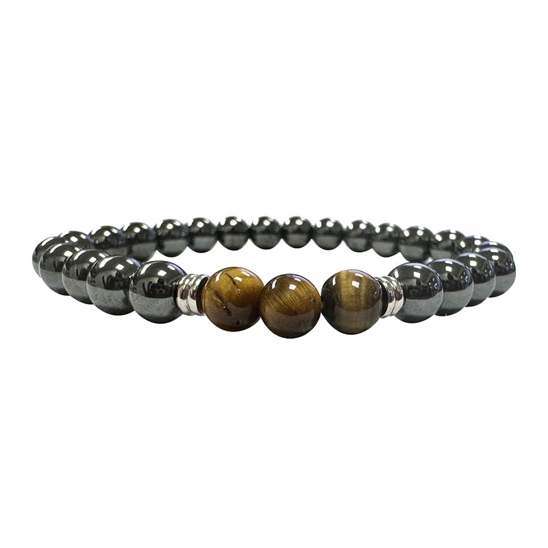 Bracelet Homme 8 mm en Hématite et Œil de tigre