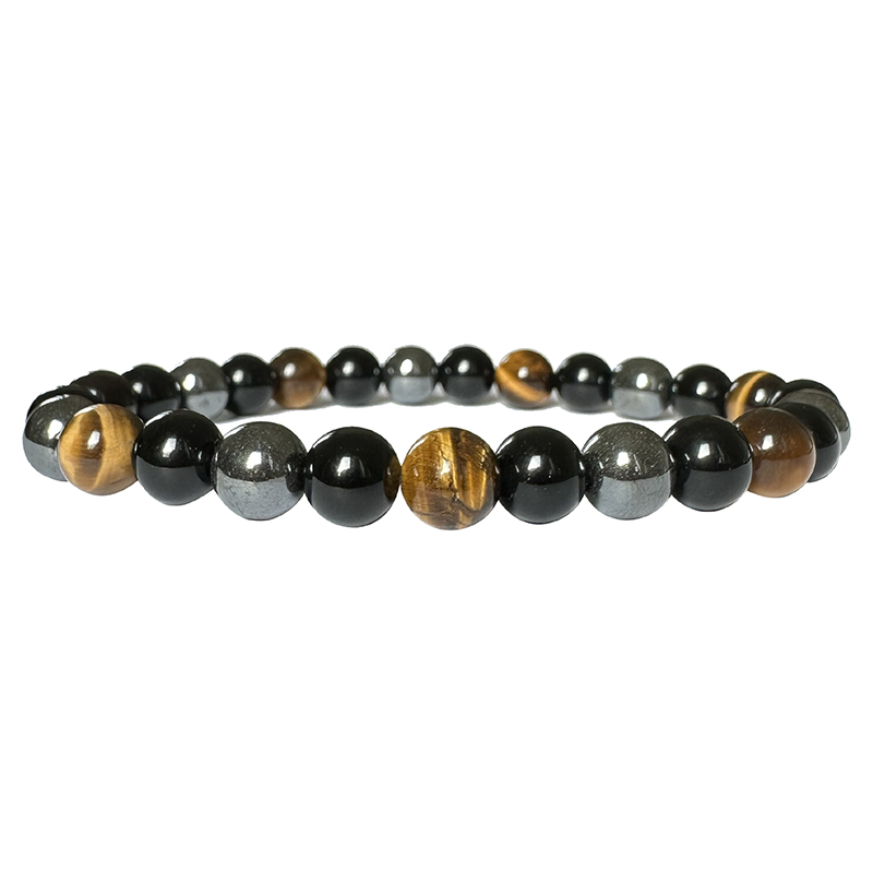 Bracelet Homme Hématite, Obsidienne noire et Œil de tigre