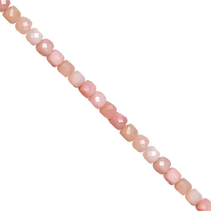 Collier carré facetté 2 mm en Opale rose