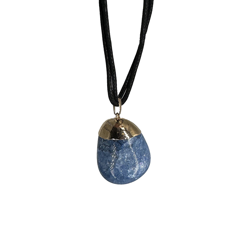 Collier Pierre roulée Cristal de roche craquelé teinté