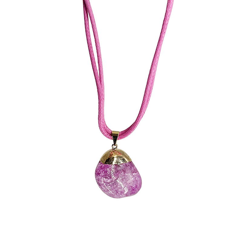 Collier Pierre roulée Cristal de roche craquelé teinté