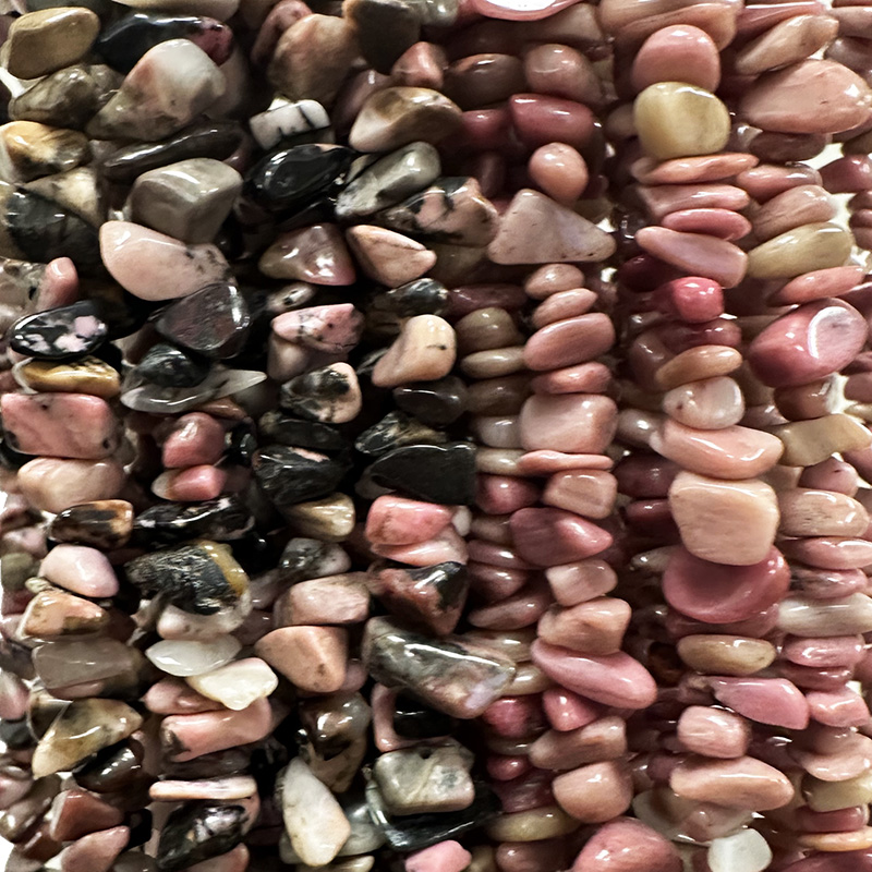 Collier Rhodonite baroque 85cm 10 pcs