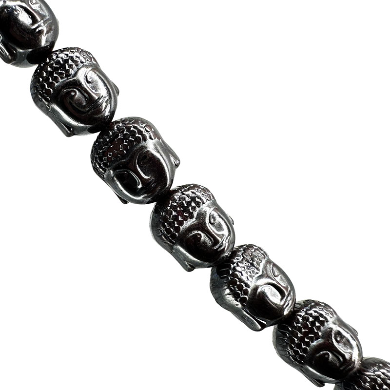 Fil tête de Bouddha en Hématite