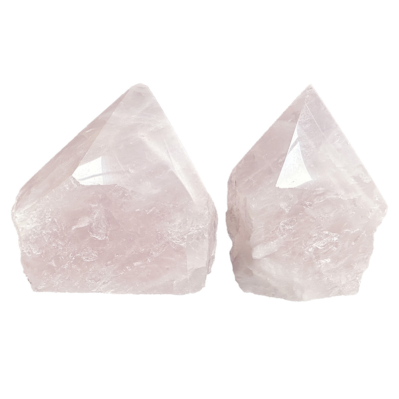 Quartz rose pointe polie et base sciée