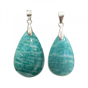 Pendentif goutte Amazonite bélière argent 0.925