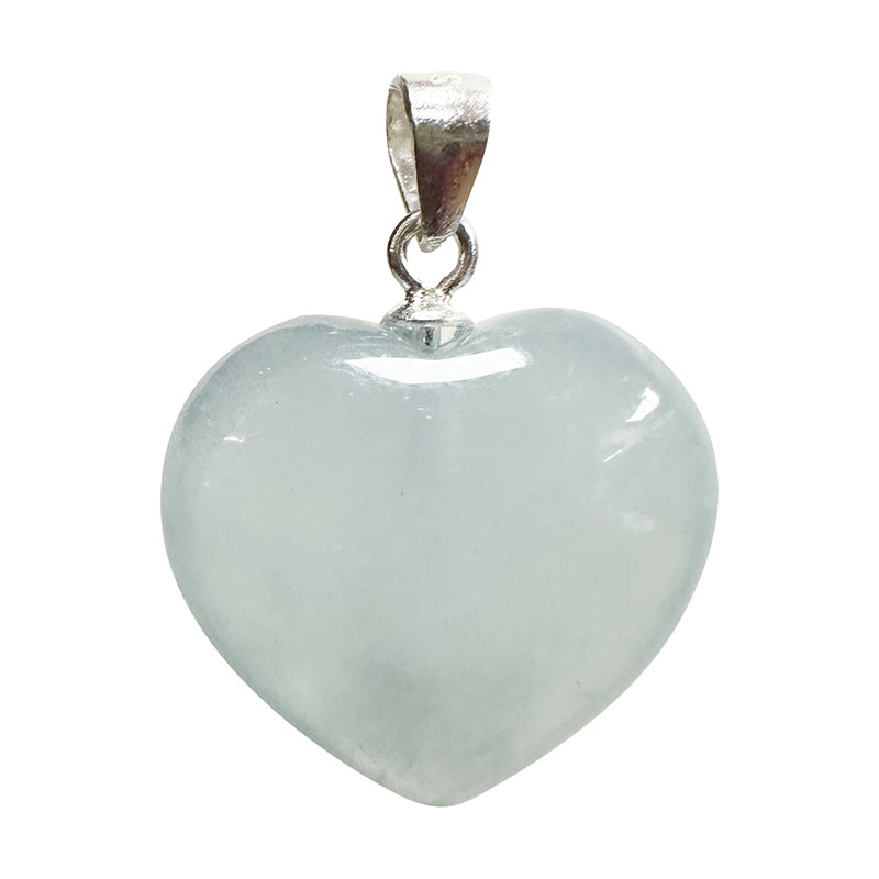 Coeur en Aigue-Marine bélière en argent 0.925