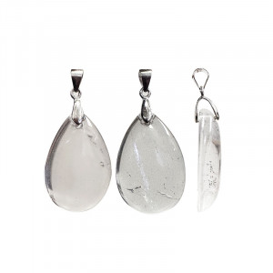 Pendentif cristal de roche extra argent 0.925