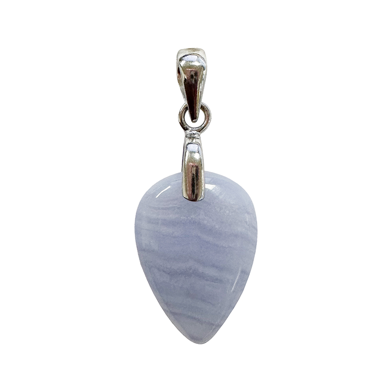 Pendentif agate blue lace goutte inversée argent 0.925 rhodié