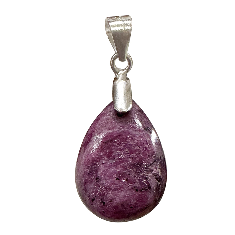 Pendentif rubis goutte, bélière argent 0,925