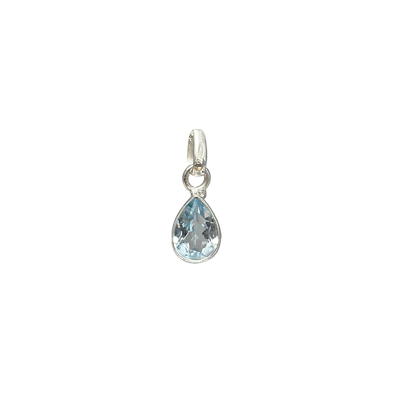 Pendentif Goutte facettée Topaze bleue - Argent 0.925