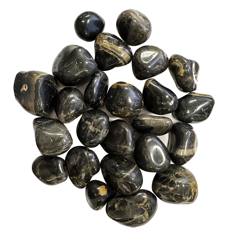 Agate teintée noire pierres roulées 1KG