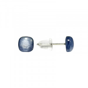 Puces carrées 6 MM Cyanite montage acier la paire