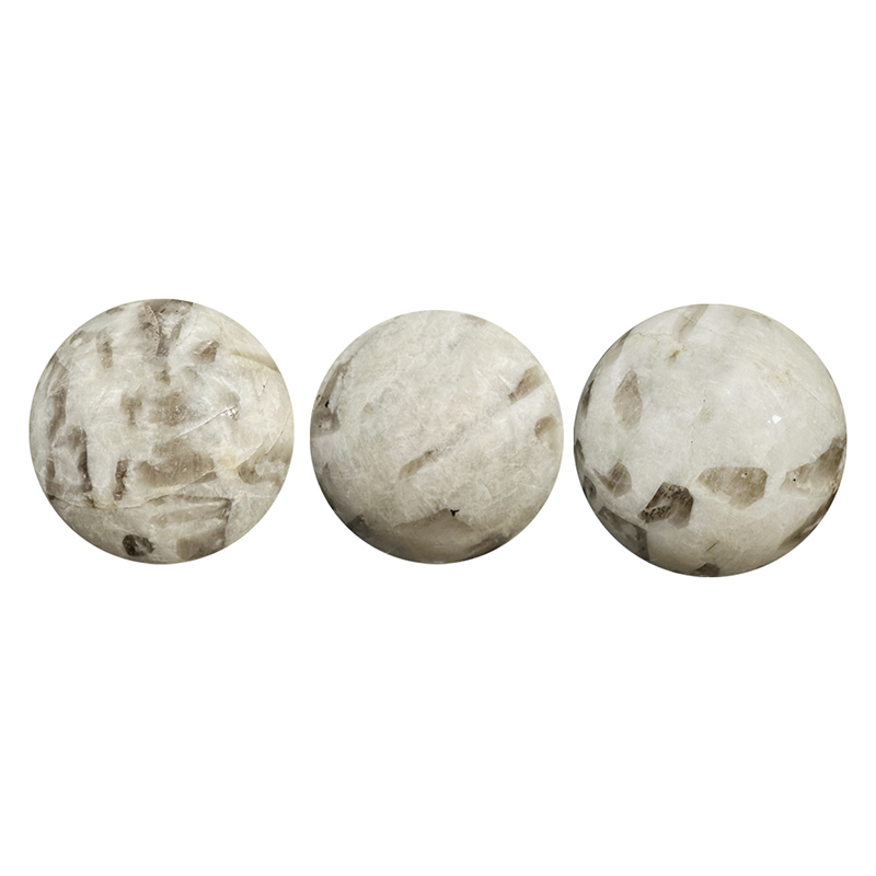 Sphère Pierre de lune avec inclusion de quartz fumé