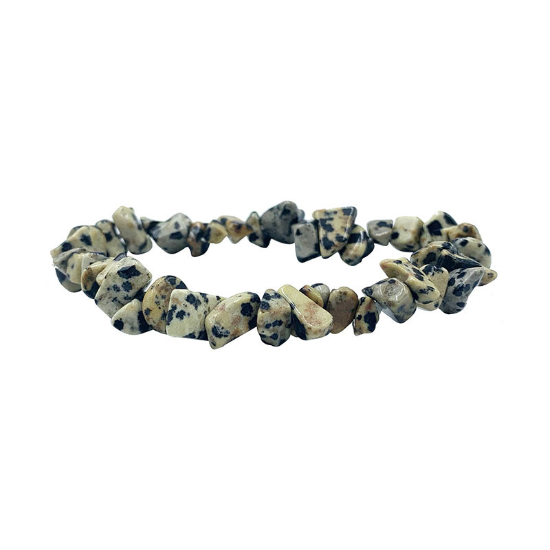 Bracelet Baroque élastique En Jaspe Dalmatien - Pierres Naturelles - Style Bohème - Neuf Sans Emballage