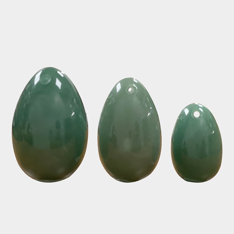 Œuf yoni en obsidienne naturelle 40x25mm, jade vert et quartz rose