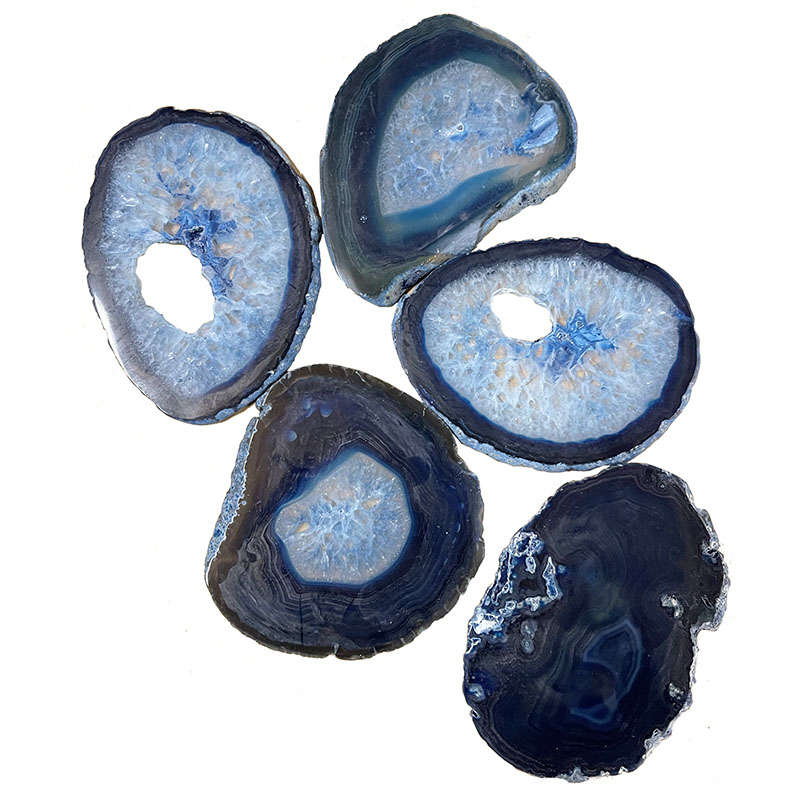 Agate Fine - env. 9 cm (Taille 3) - Les 5 pièces - bleu ou naturel - Qualité B
