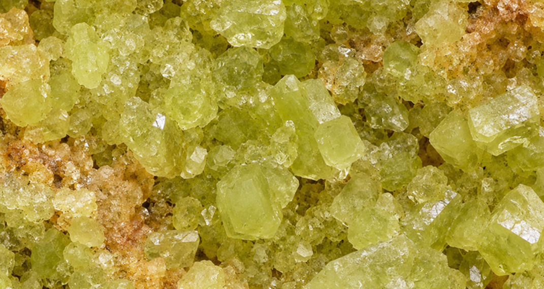 Cristaux jaunes et verts d’adamite