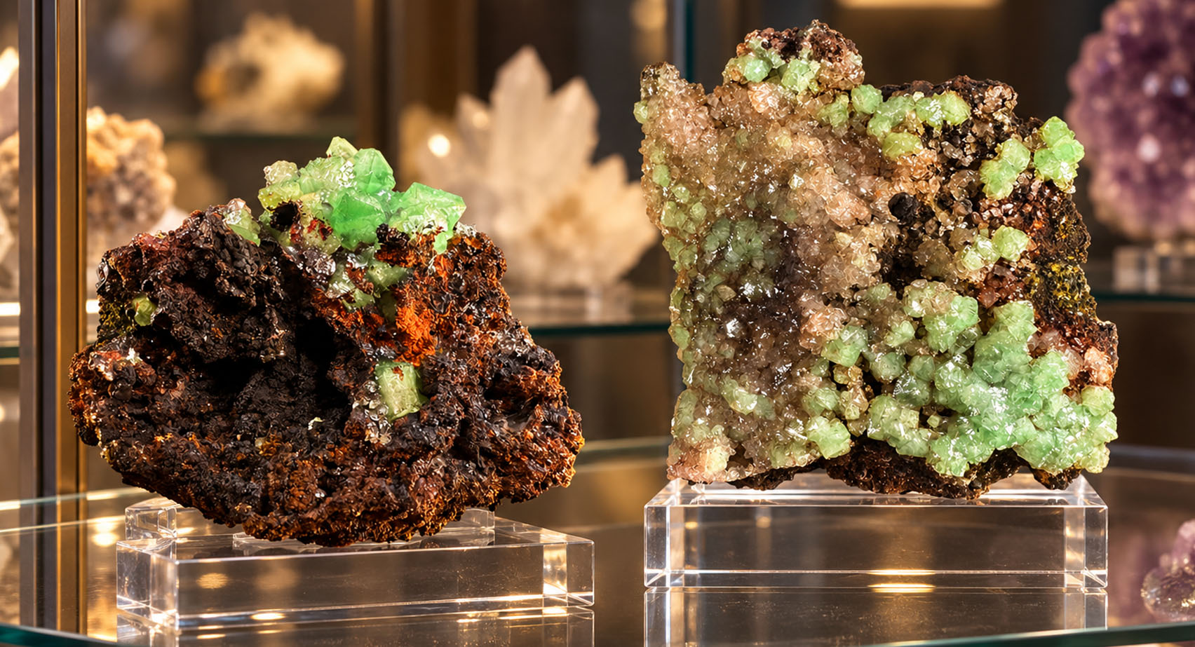 Spécimen naturel d’adamite jaune et verte