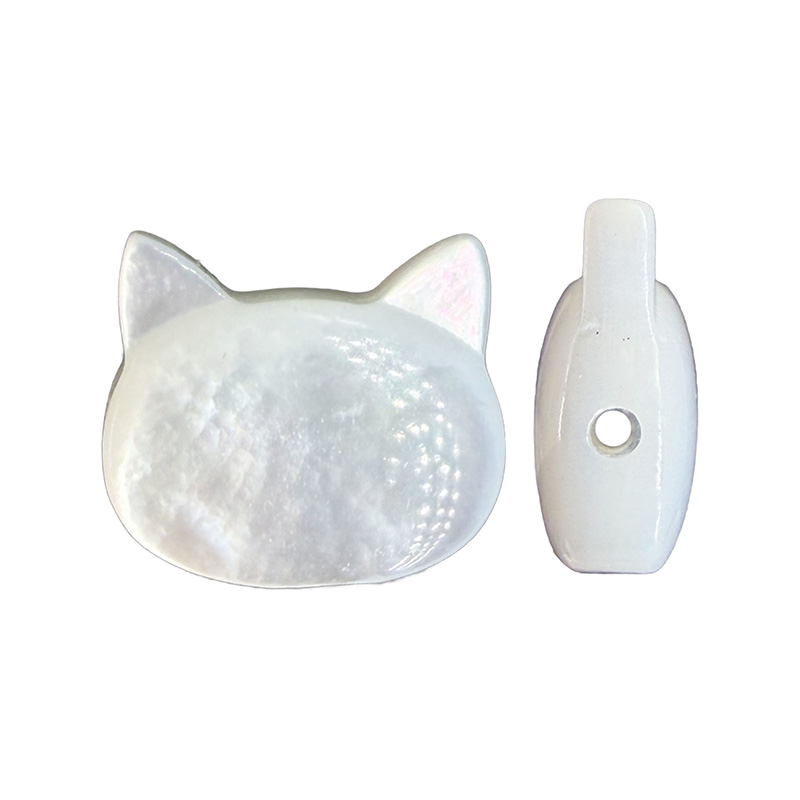 Tête Chat Nacre - Perçage transversal - 3 pièces