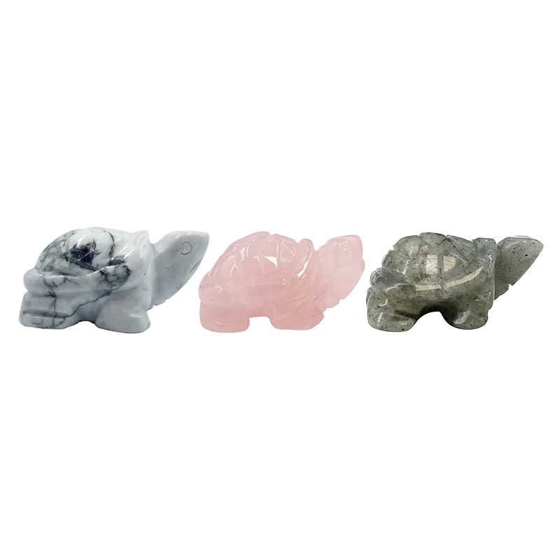 Statuette Tortue en Quartz rose, Howlite ou Labradorite