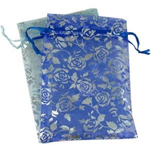 Pochettes tissu métallisé bleu/bleu foncé lot 100 pcs