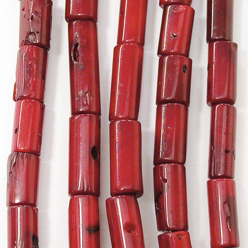 Rangs bambou de mer 6mm teinté rouge les 5 ass