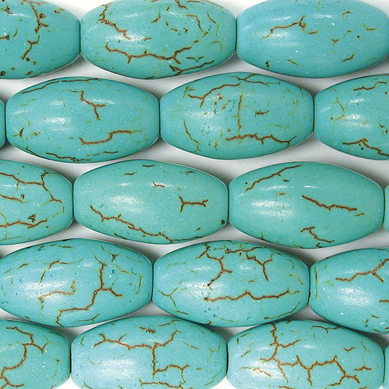 Rangs howlite rec. 10x16mm teintée turquoise les 5 ass