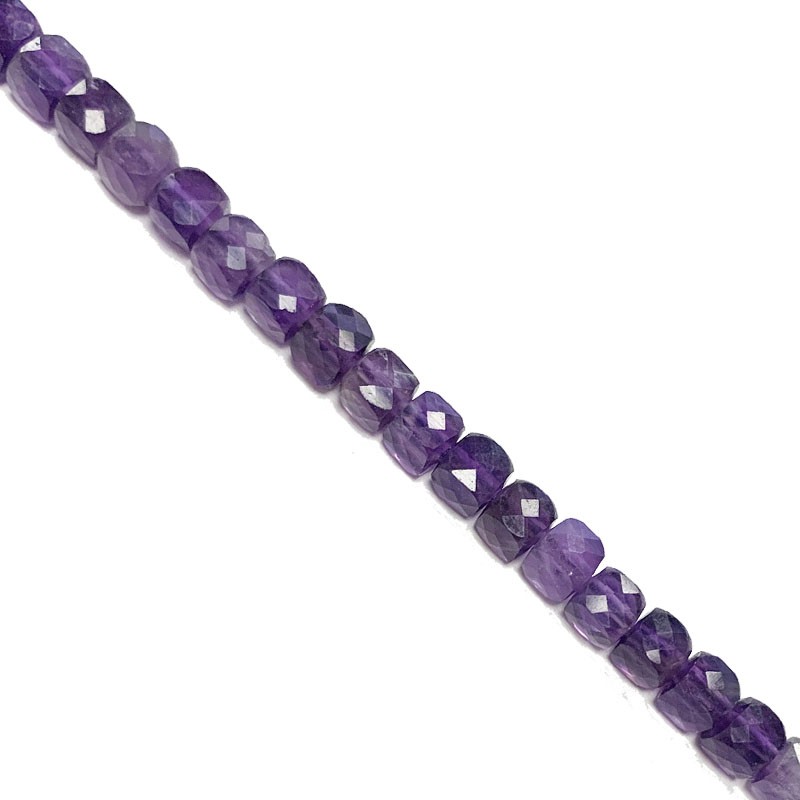 Fil carré facetté 4 mm Amethyste