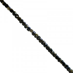 Fil carré facetté 4 mm Obsidienne dorée