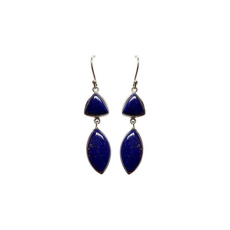 Boucles d'oreilles triangle navette sur argent 0.925 rhodié - Différentes matières