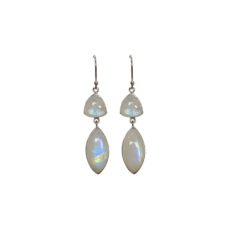 Boucles d'oreilles triangle navette sur argent 0.925 rhodié - Différentes matières