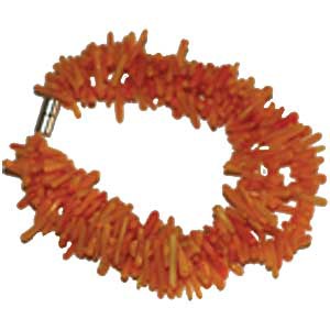 Bracelet bambou de mer teinté orange avec fermoir magnétique