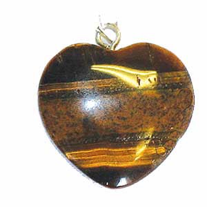 Pendentif coeur oeil de tigre 10 pièces