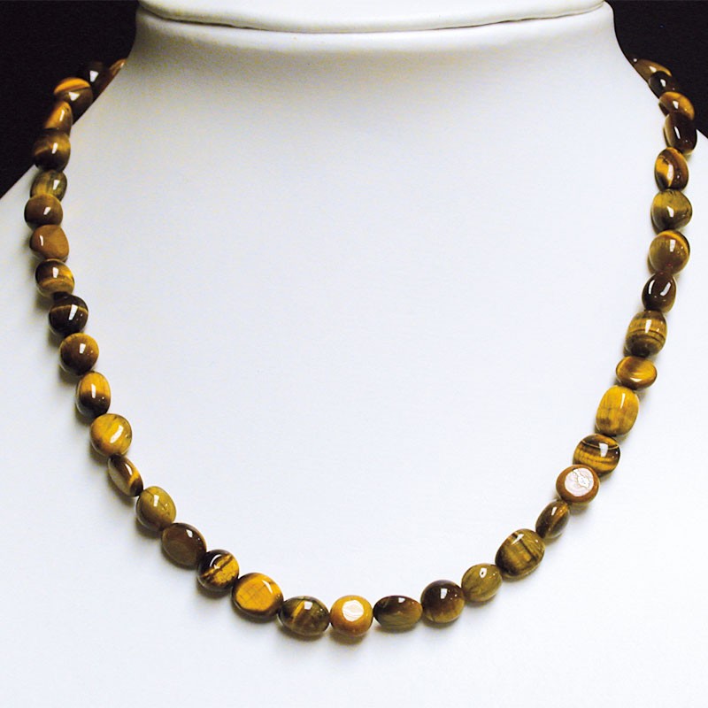 Collier oeil de tigre grains 43-45cm