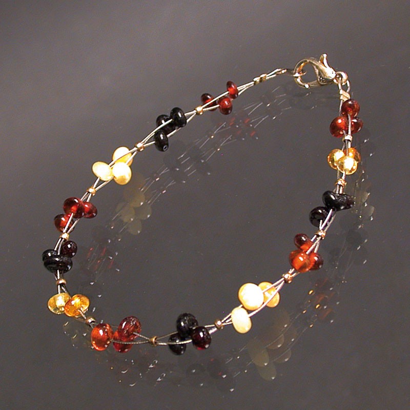 Bracelet Ancien En Ambre Baltique - Perles - Création Artistique Vintage