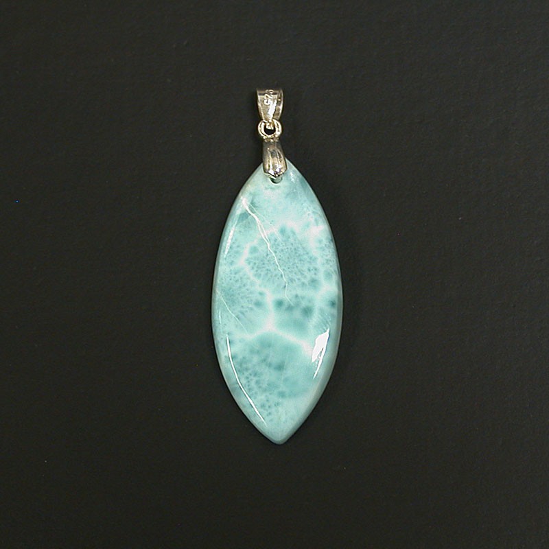 Pendentif larimar T2 argent 0.925 rhodié