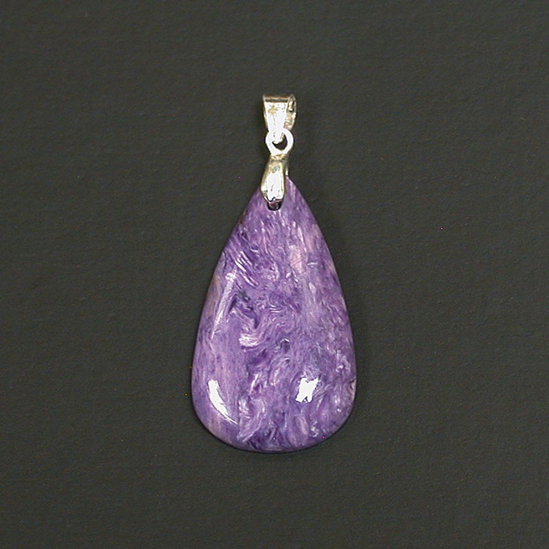 Pendentif charoite T2 argent 0.925 rhodié