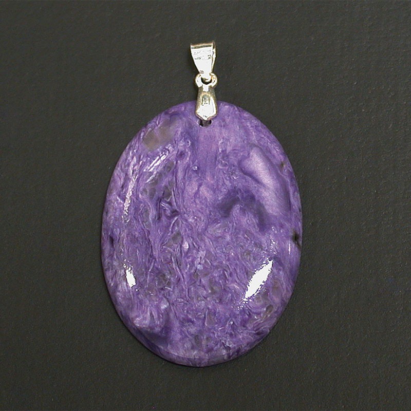 Pendentif charoite T2 argent 0.925 rhodié