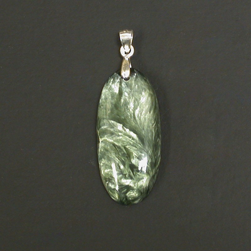 Pendentif séraphinite T2 argent rhodié 0.925