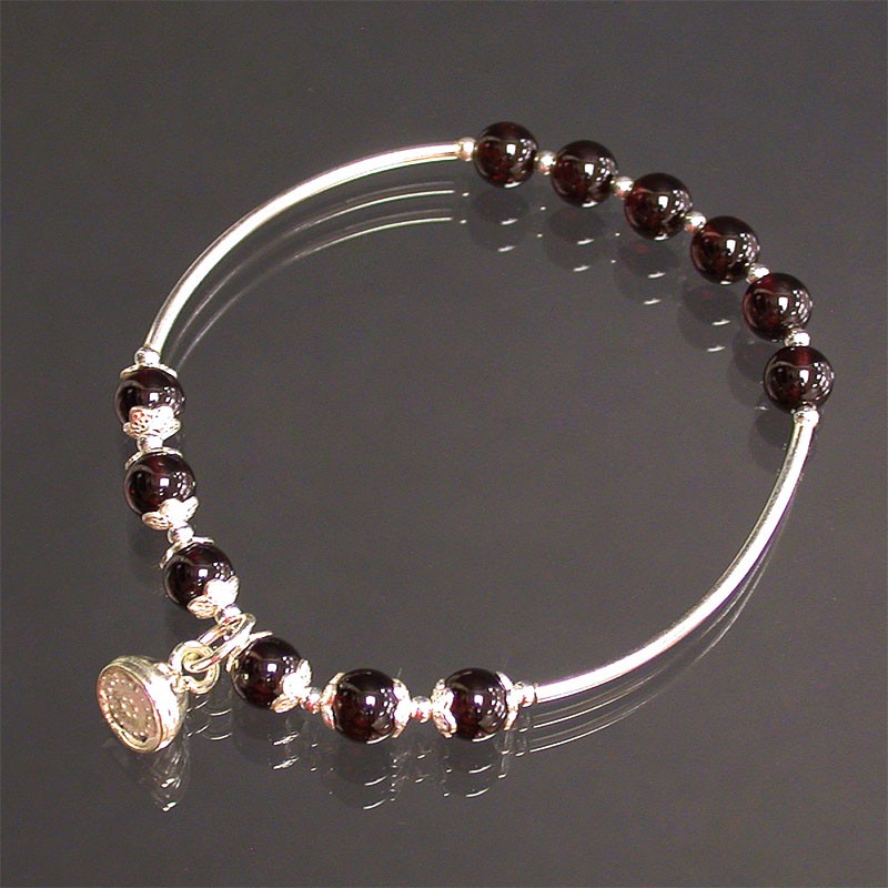 Bracelet argent 0.925 améthyste, grenat ou quartz rose