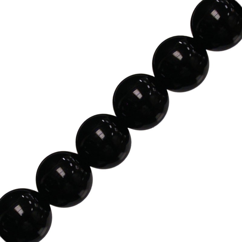 Collier onyx noir boules 4 à 10 mm - 42cm