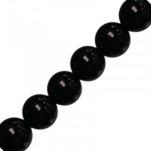 Collier onyx noir boules 4 à 10 mm - 42cm