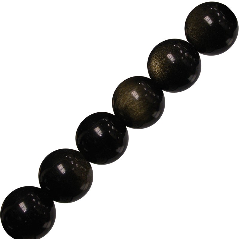 Collier obsidienne dorée 4, 6 ou 8 mm