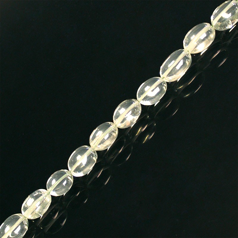 Collier prasiolite grains env. 6mm 44cm argent 0.925