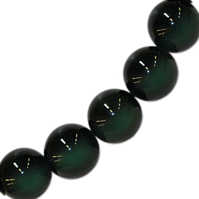 Collier Obsidienne oeil celeste - boules 6 à 10 mm - 42cm