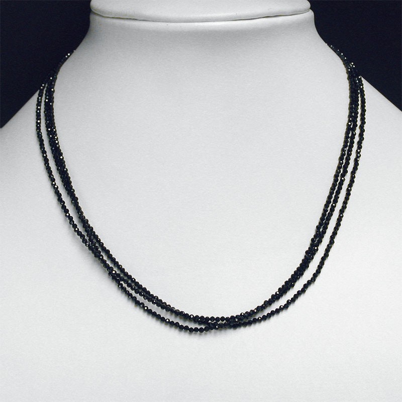 Collier spinelle 2mm facetté 3 rangs argent 0.925 46cm