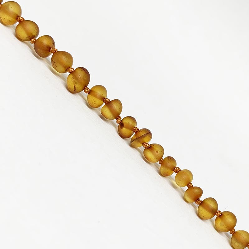 Collier Ambre de la baltique roule depoli cognac 50 cm