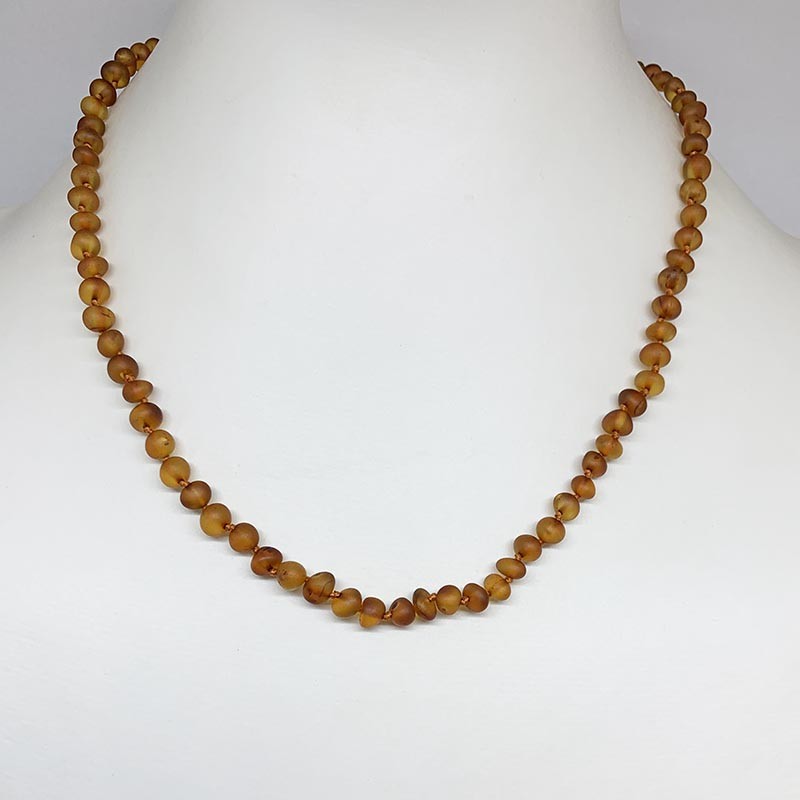 Collier Ambre de la baltique roule depoli cognac 50 cm