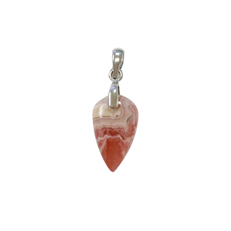 Pendentif rhodochrosite T2 argent 0.925 rhodié